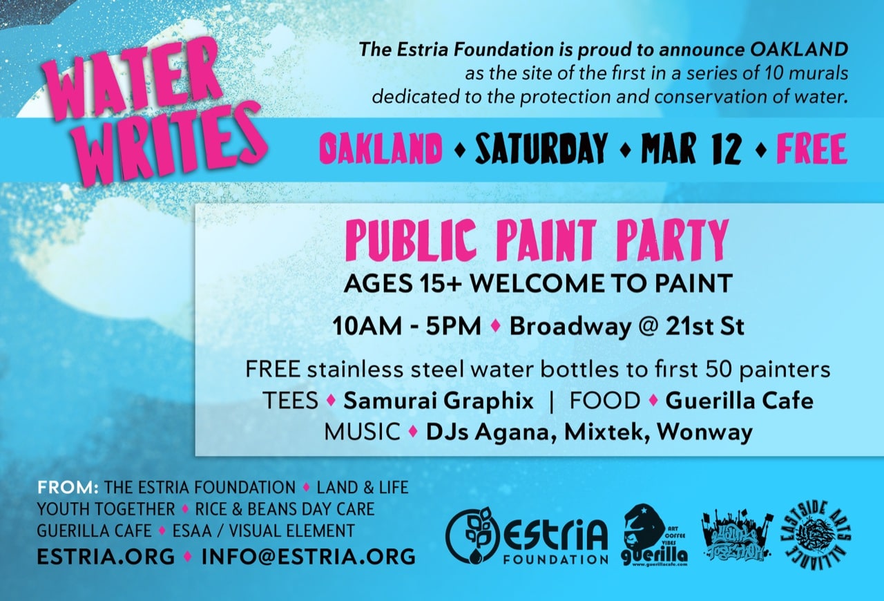 WaterWrites Oakland Saturday 3/12